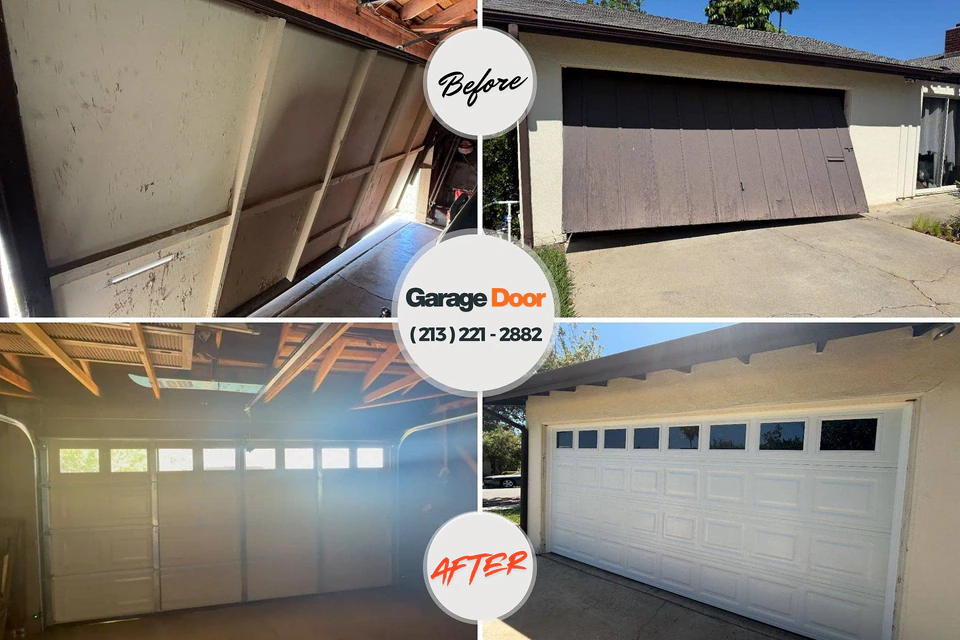 Before and after: garage door repair Everett, MA